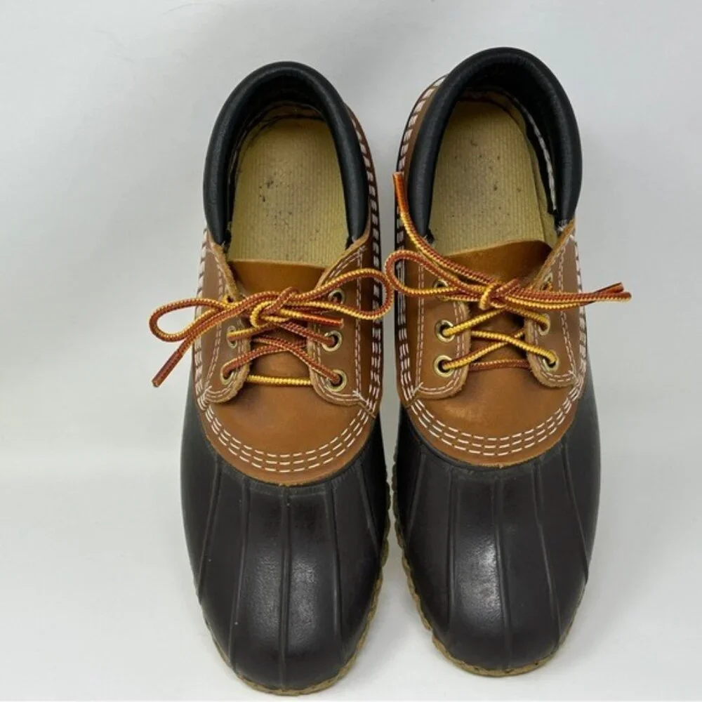 LL Bean Leather Unlined Gumshoe Low Ankle Duck Boots Size 7 N rain